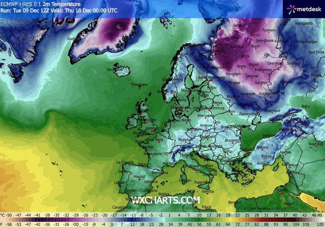 Jęzor chłodu w Europie Wschodniej