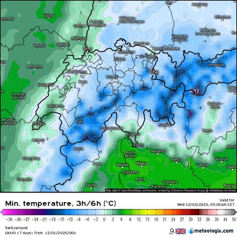 duże spadki temperatury w prognozach