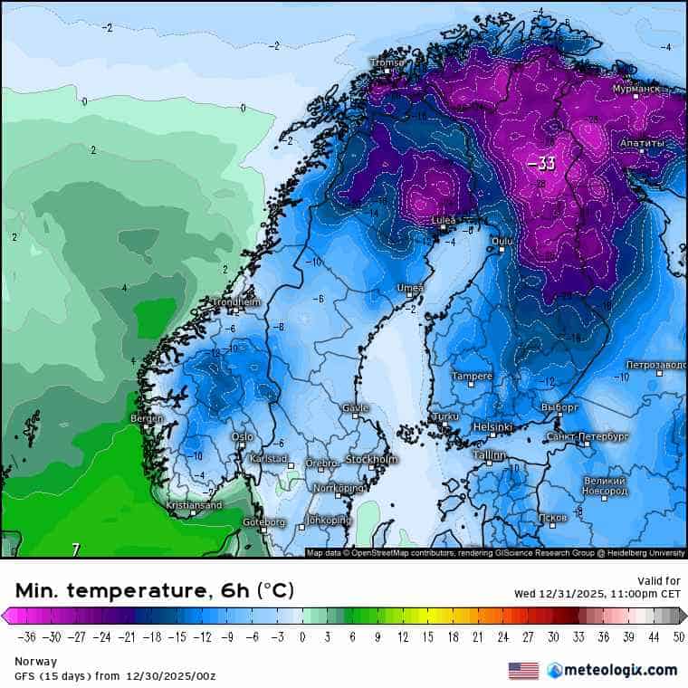 silny mróz w prognozach
