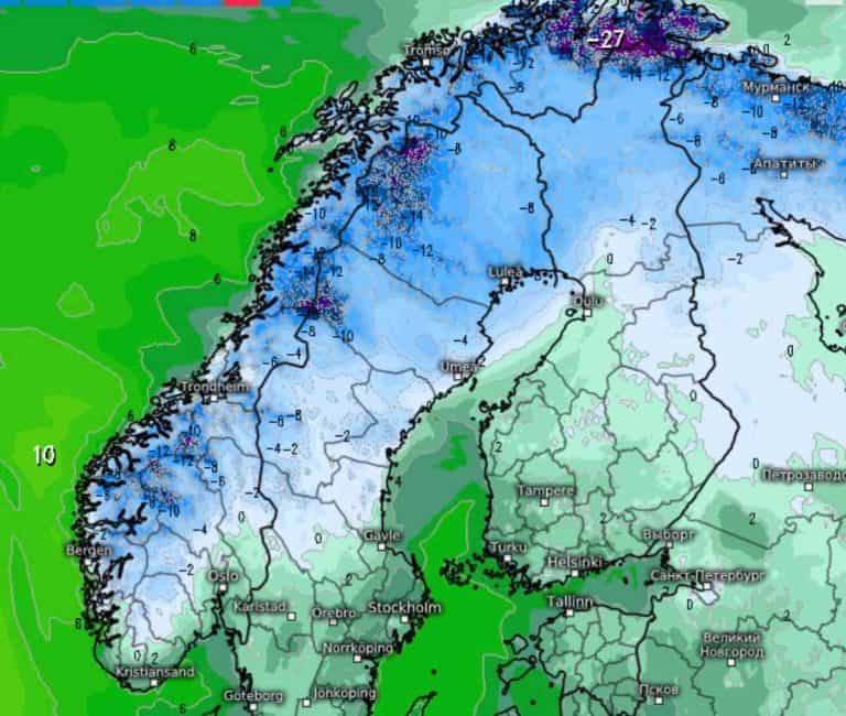 mróz na północy Europy