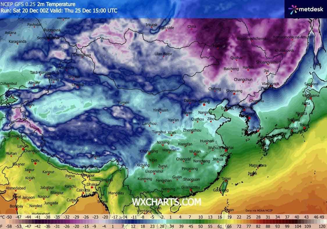 Ostatnie dni w roku. Duży mróz na wschodzie Azji