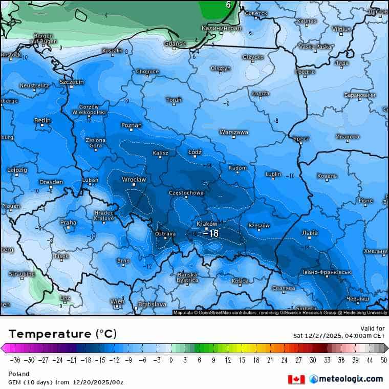 mróz w Polsce na święta Bożego Narodzenia