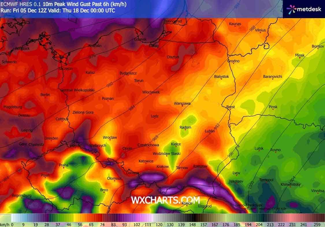 Wichura w prognozach dla Polski po 15 grudnia