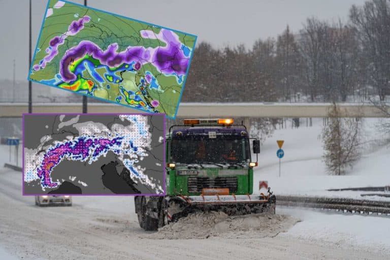 Silne śnieżyce w Alpach