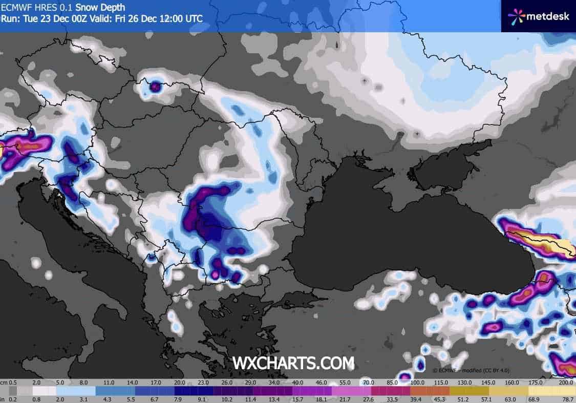 silne opady śniegu w prognozach ECMWF