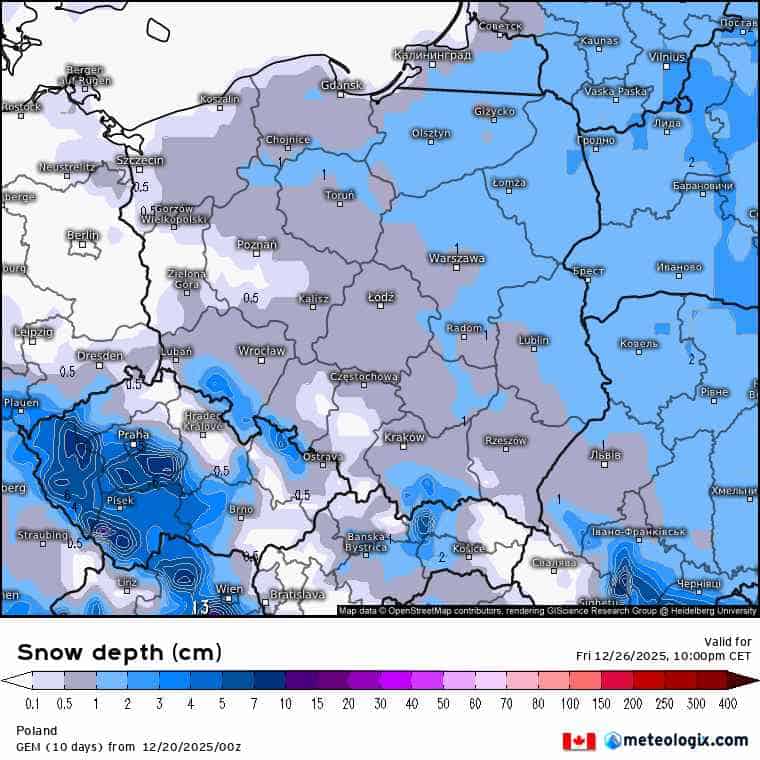 śnieg i mróz w prognozach pogody