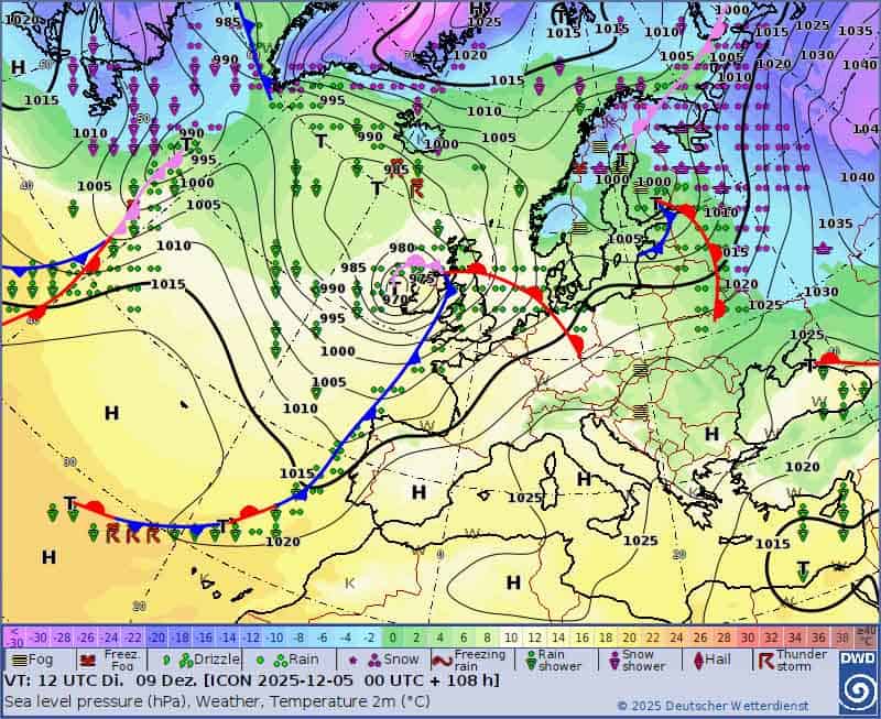 Niż z zachodu. Potężna wichura na zachodzie Europy