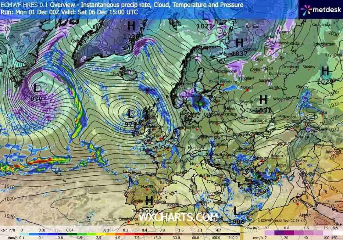 Kolejna wichura i niż widoczne na Atlantyku