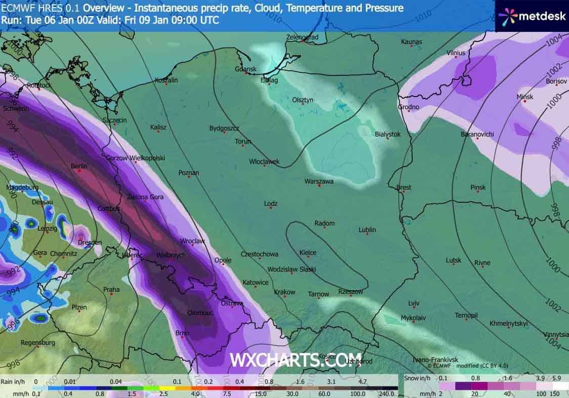 W piątek front atmosferyczny może przynieść atak zimy na zachodzie kraju
