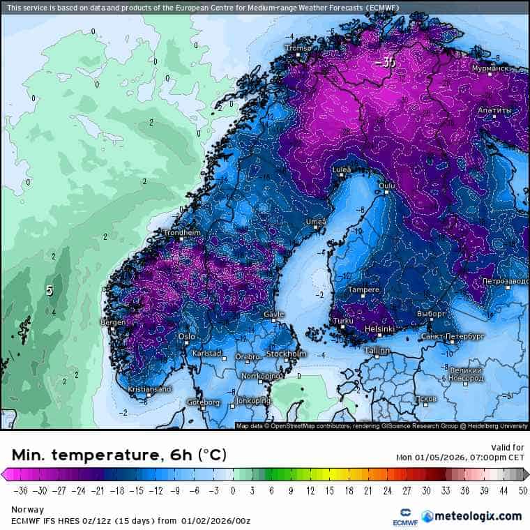 siarczysty mróz i duże spadki temperatury 