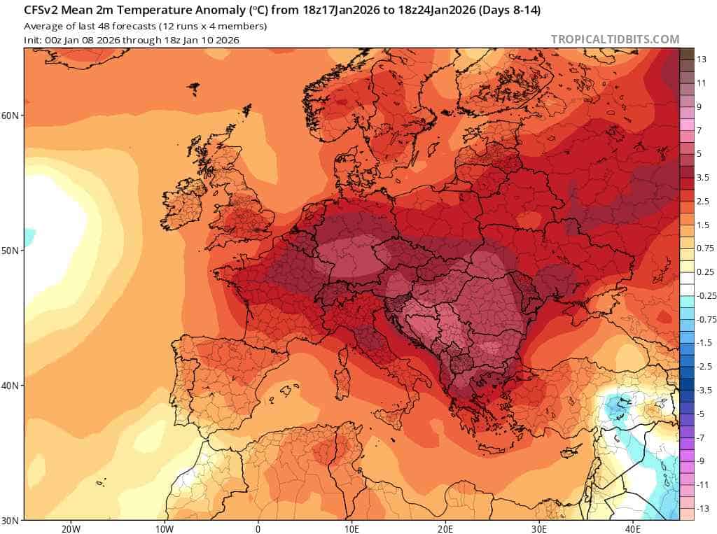 pogoda długoterminowa i wysoka anomalia temperatury