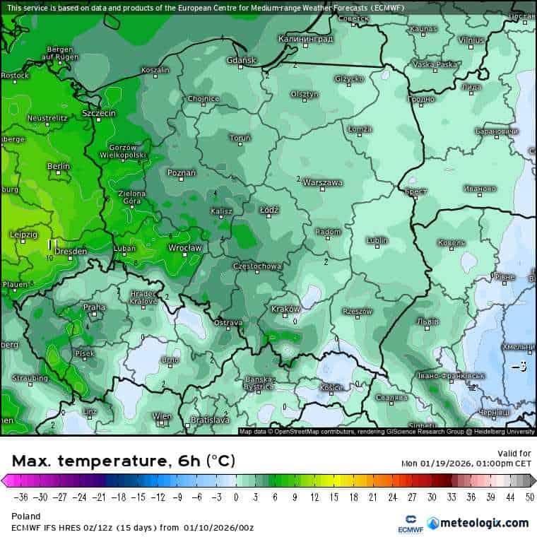 silne ocieplenie w kraju