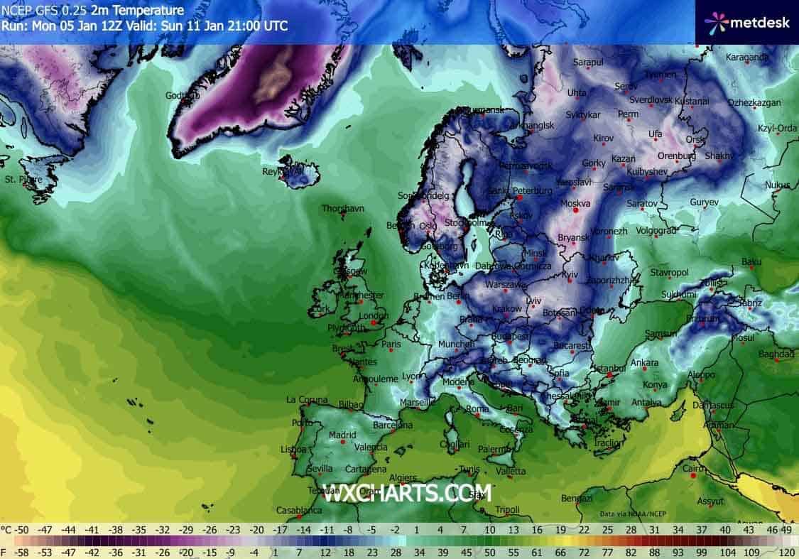 Mróz w całej Europie na początku drugiej dekady miesiąca