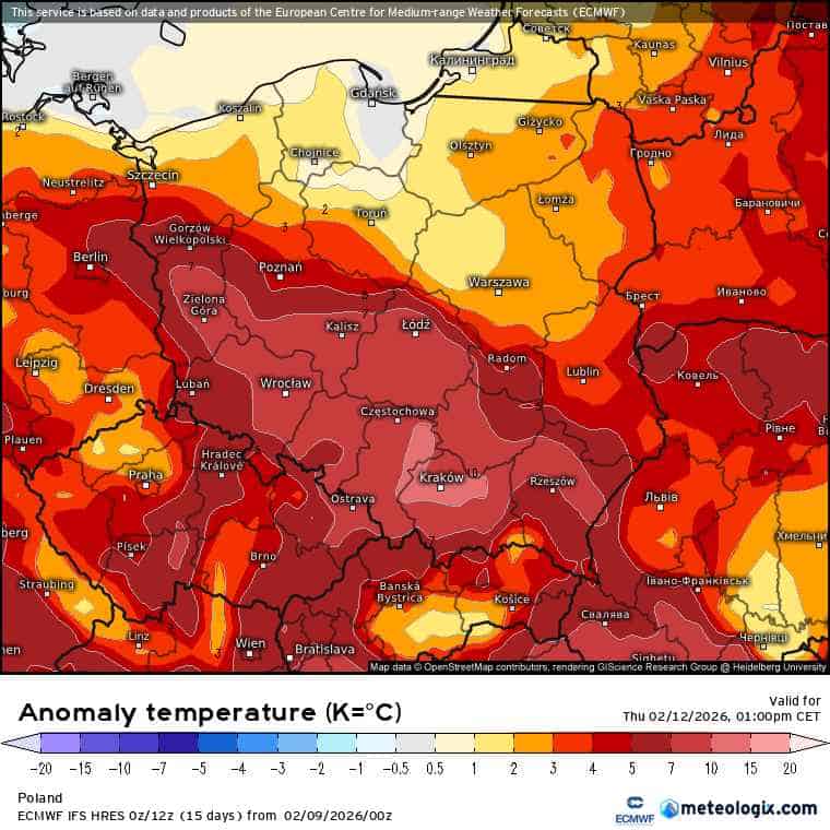 silne ocieplenie w kraju usunie mróz