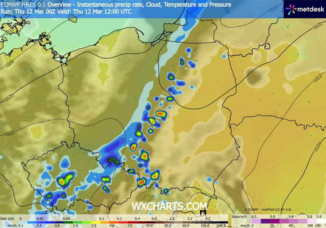 dynamiczna niżowa pogoda w Polsce. 