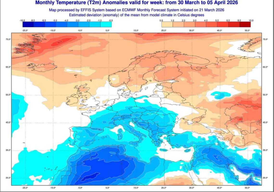 ujemna anomalia termiczna w prognozach modelu ECMWF. Nowy trend pogodowy