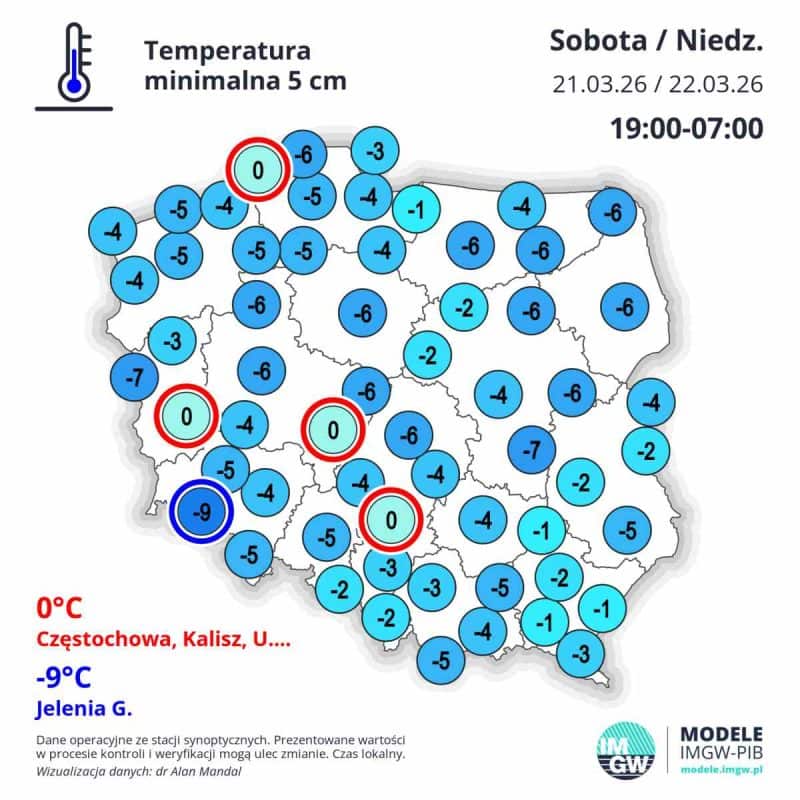 pogoda w kraju i zimno. Ujemna anomalia nocami w Polsce