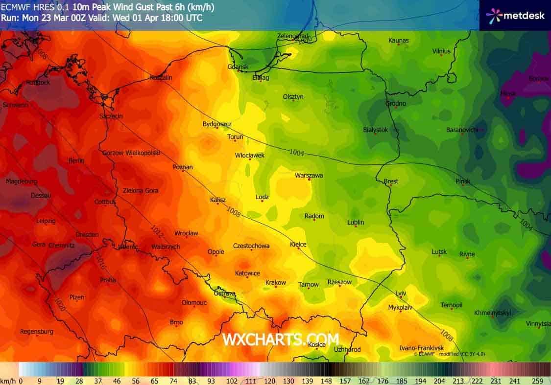 Pierwsze dni kwietnia to bardzo silny wiatr w Polsce