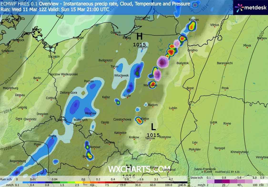 Strefa opadów będzie wędrować przez Polskę w weekend