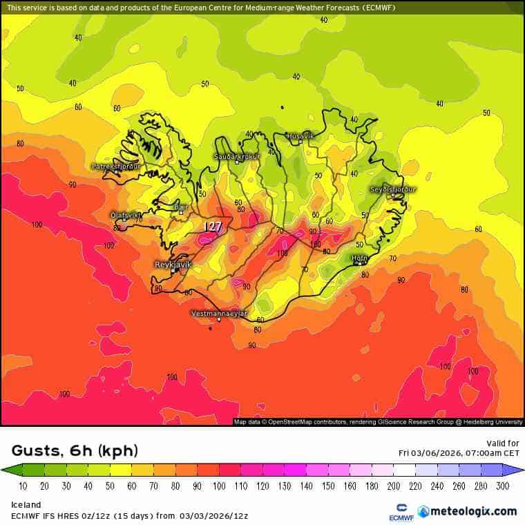 Silna wichura w Islandii i niebezpieczna pogoda. Nowe prognozy z ECMWF