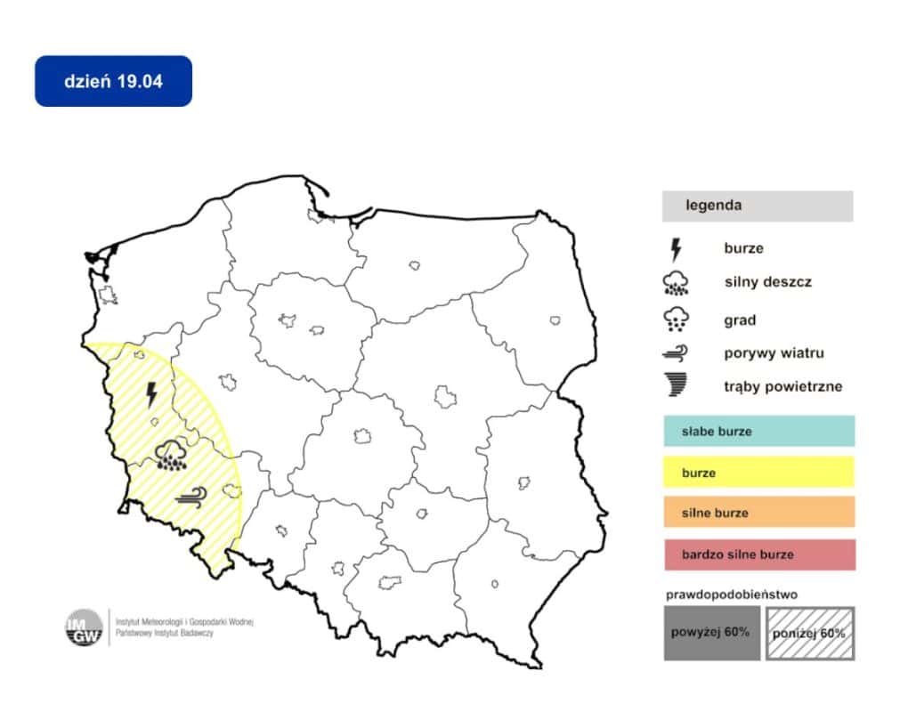 modele pokazują zjawiska burzowe w kraju