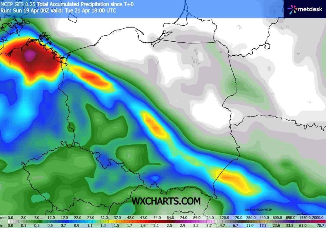 dynamiczna aura w kraju i burze w Plsce