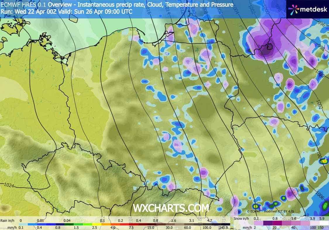 silny spływ chłodu i burze śnieżne