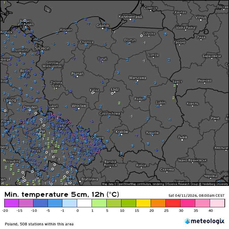 mróz w kraju wystąpił
