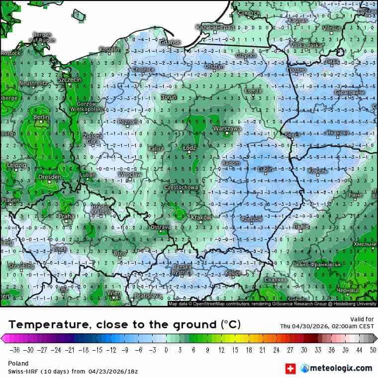 spore spadki temperatury i duża zmiana pogody w regionie