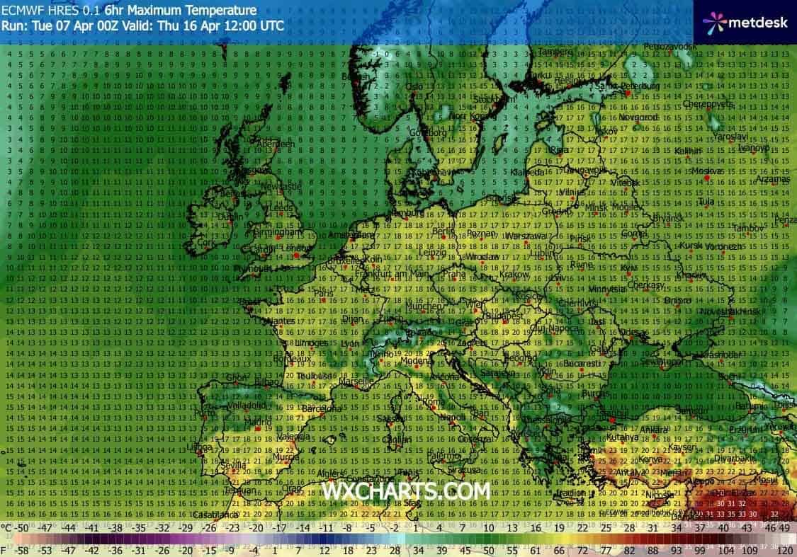 Przyszły tydzień przyniesie ocieplenie w Europie, jednak upał nie wystąpi