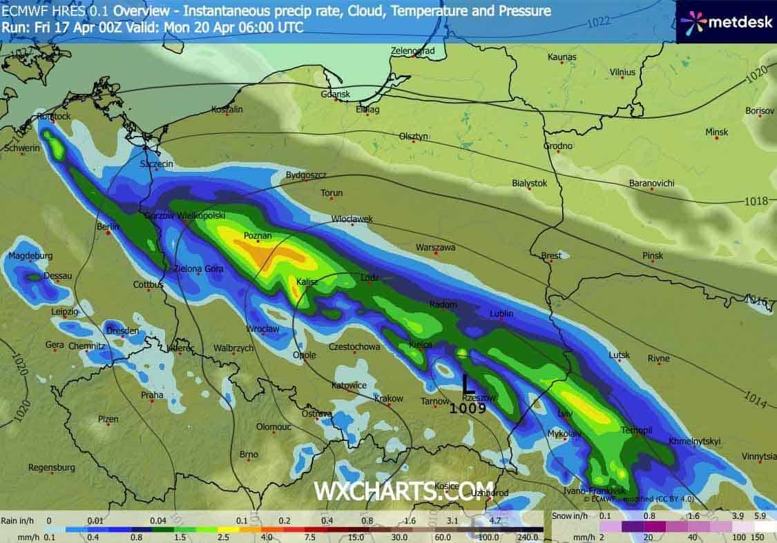 Sporo opadów w najbliższych dniach w Polsce