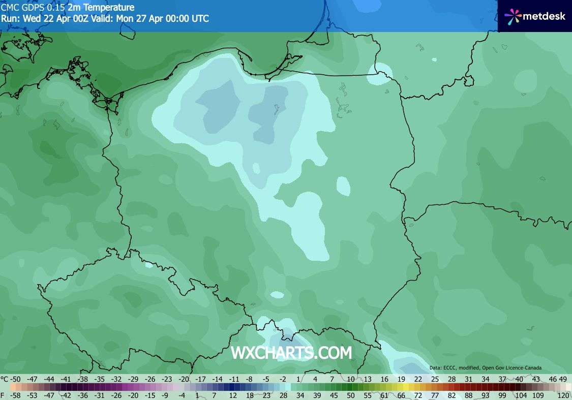 Na 2 metrach w prognozach mróz