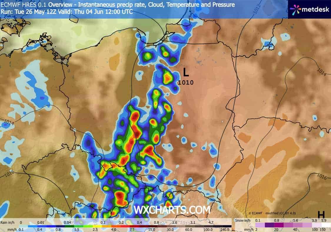 dynamiczna i groźna pogoda w kraj w prognozach ECMWF