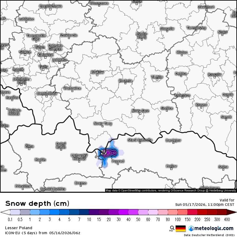 konwekcja i groźna pogoda w Polsce. Śnieg w górach