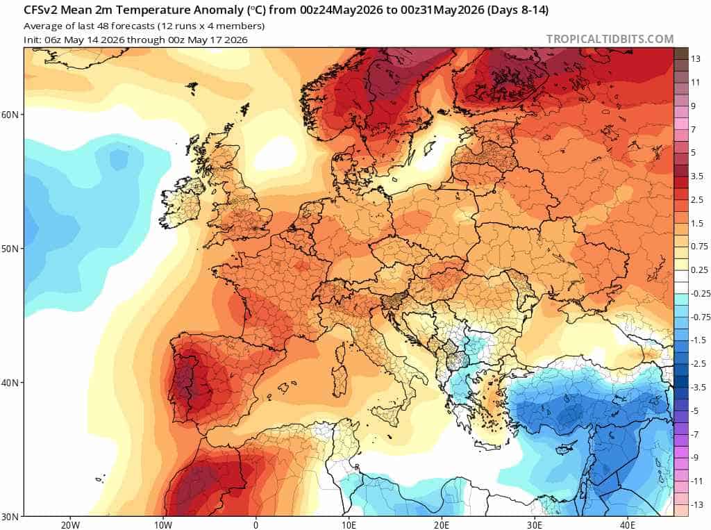 nowa prognoza na ponad 2 tygodnie i nowa prognoza CFSv2