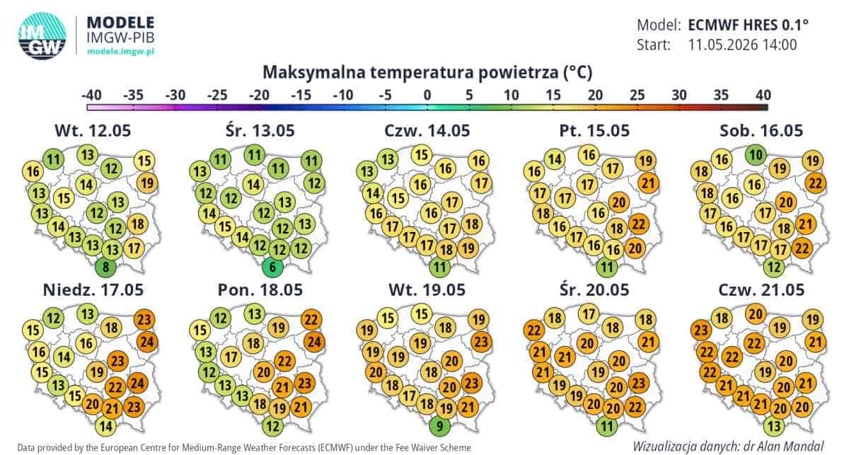 mróz w kraju i burze nad Polską 