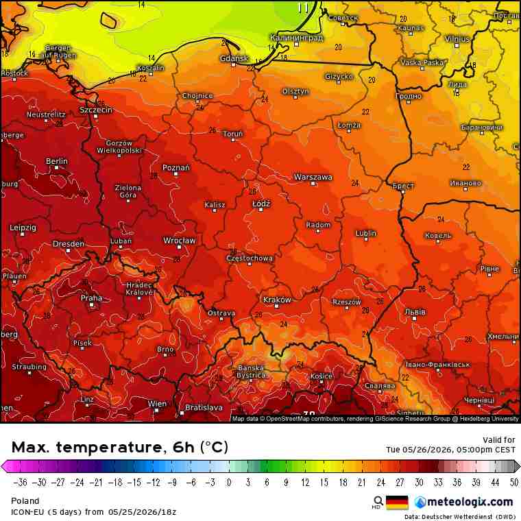 wysoka temperatura i upał w prognozach pogody