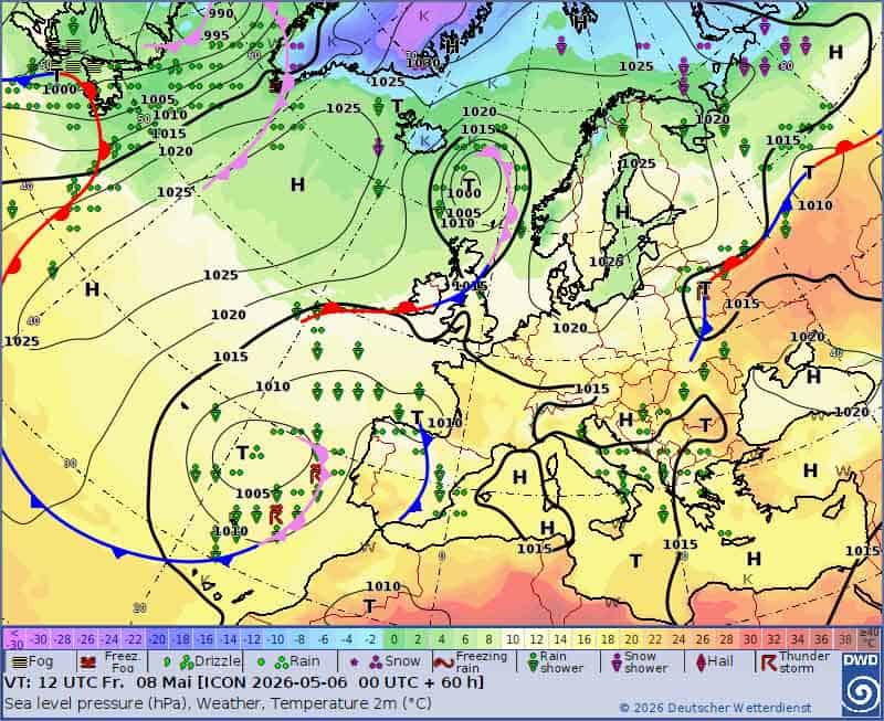 Pogoda na weekend. Sytuacja synoptyczna w piątek 8 maja