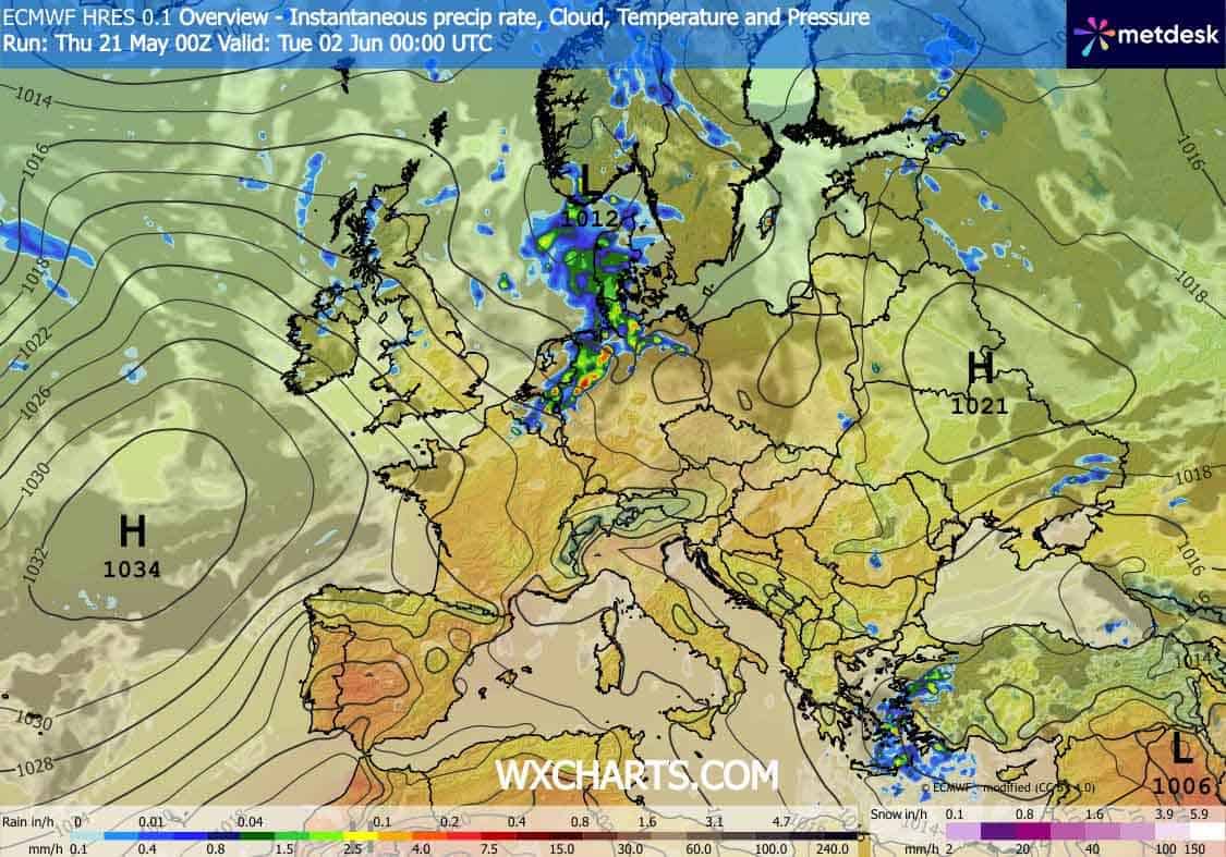 Sytuacja synoptyczna na początek czerwca. Upał bliżej Polski
