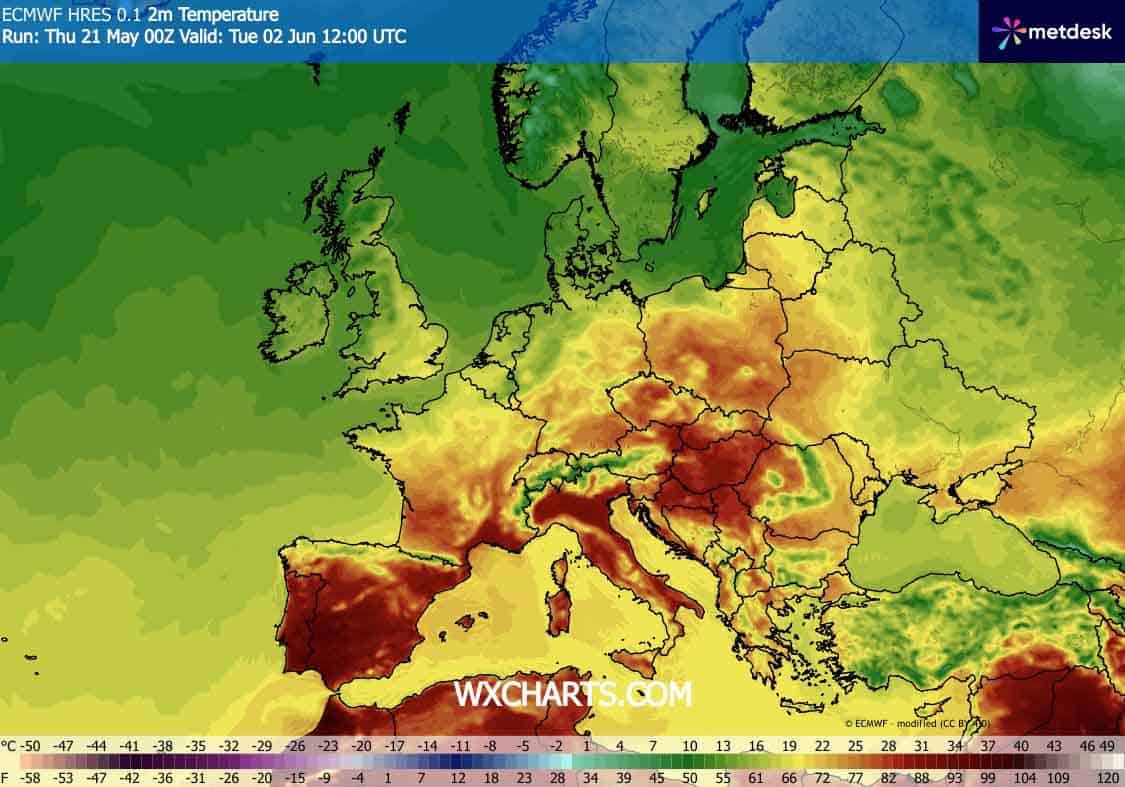 Upał w Europie w pierwszych dniach przyszłego miesiąca