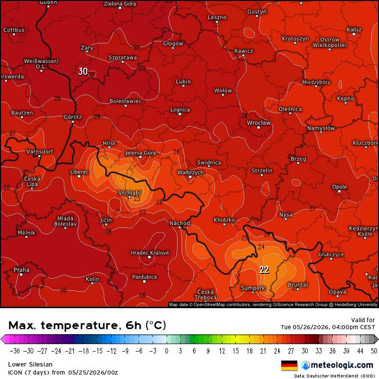 upał w prognozach według iCON
