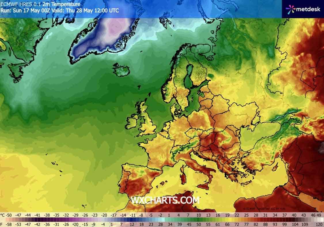 Wysokie temperatury w Europie na koniec maja