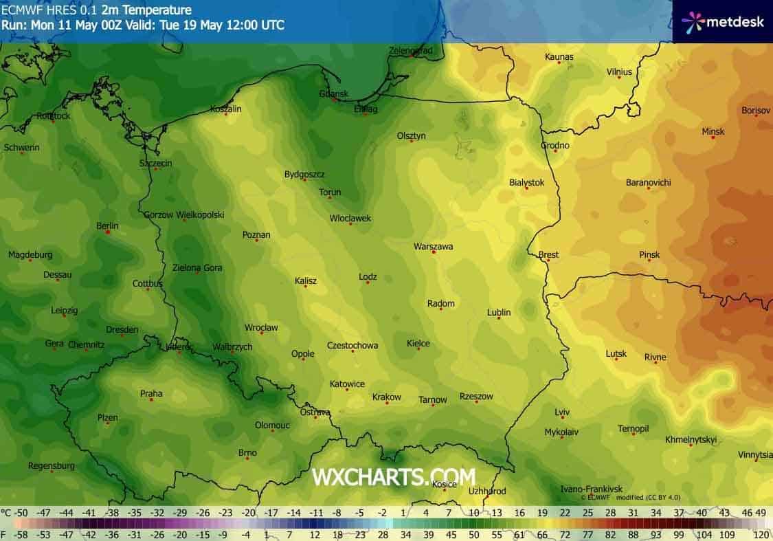 temperatury do końca maja w Polsce będą zmienne