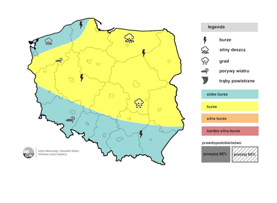 wyładowania atmosferyczne i opady w kraju
