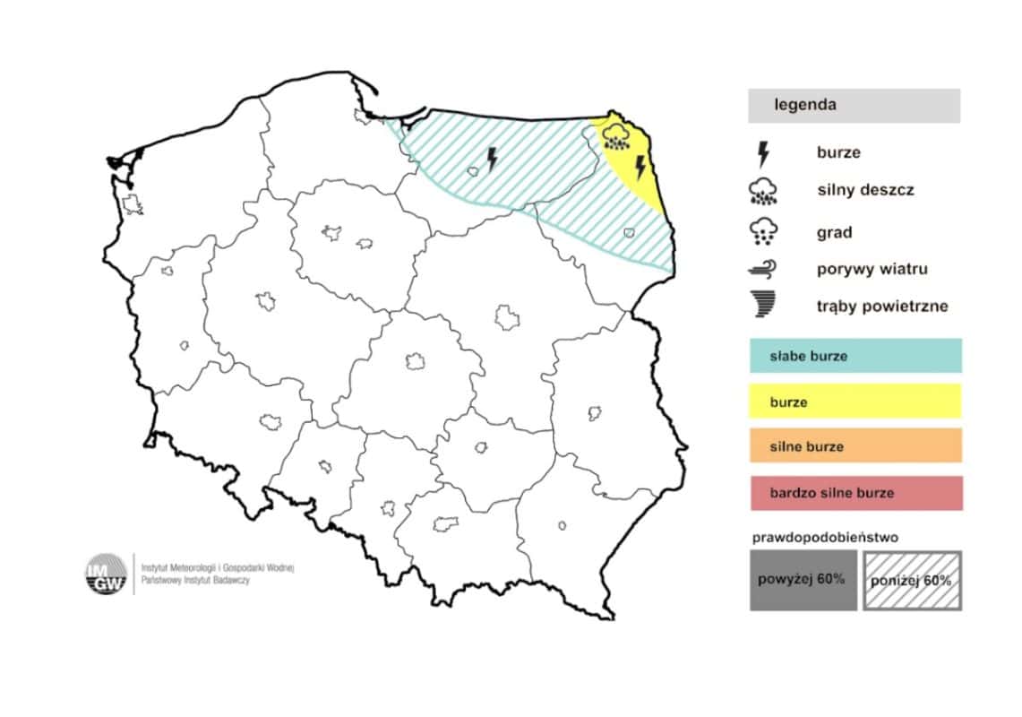 Burze w poniedziałek prognozuje IMGW-PIB