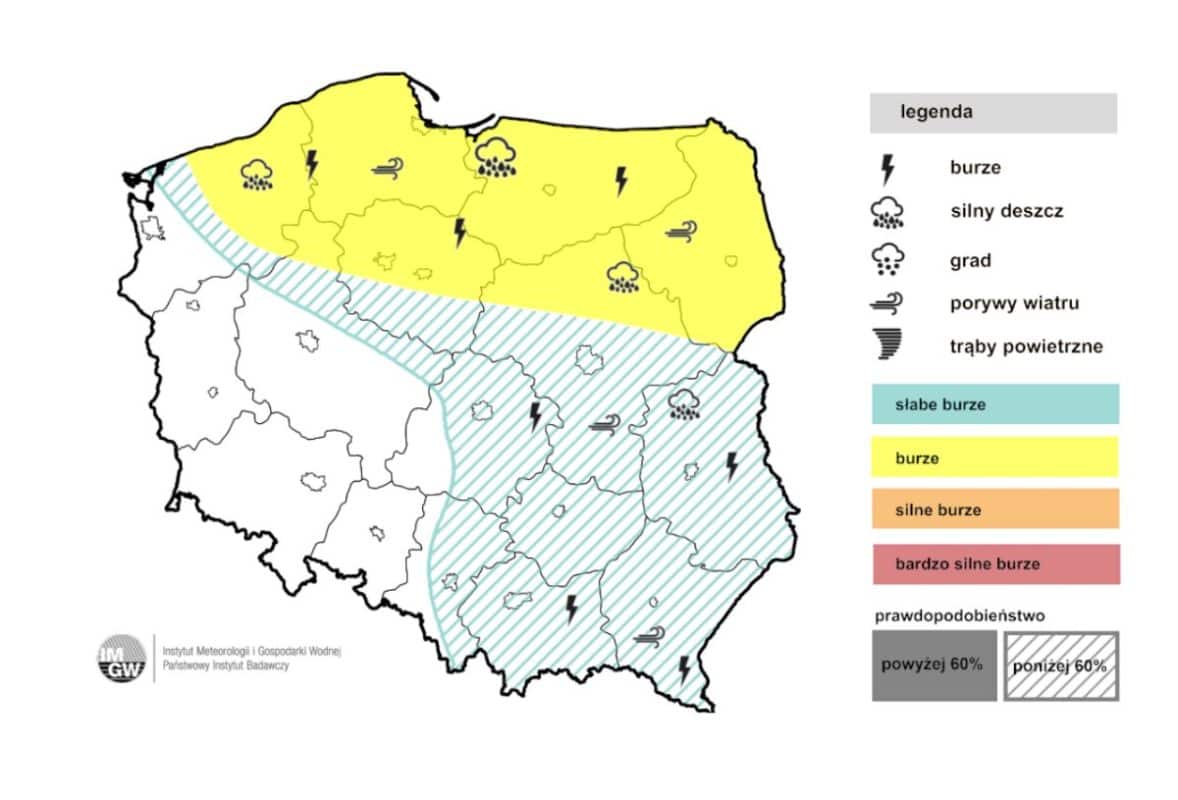 ośrodki konwekcyjne i wyładowania nad Polską i dynamiczna aura