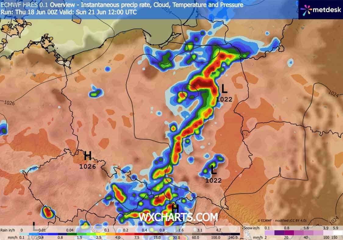 Wysokie temperatury powietrza to również burze i nawałnice nad Polską