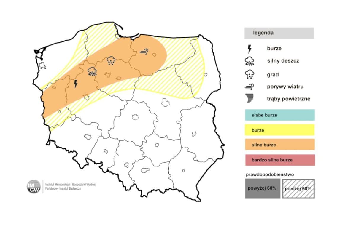 dynamiczna pogoda i silne burze (IMGW-PIB)