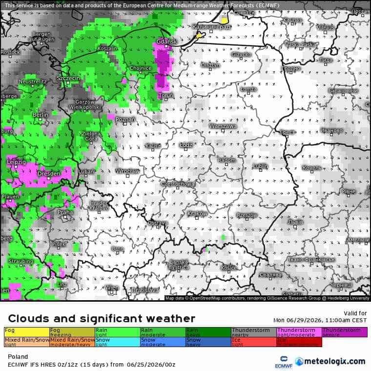 silne burze w poniedziałek 