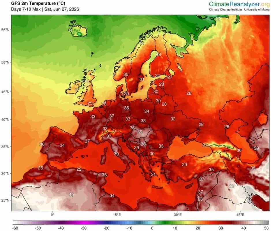 spory upał w prognozach numerycznych